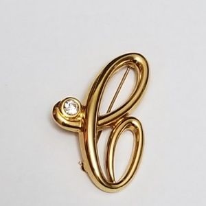 1980s Vintage Monet Monogram Script "C" Brooch